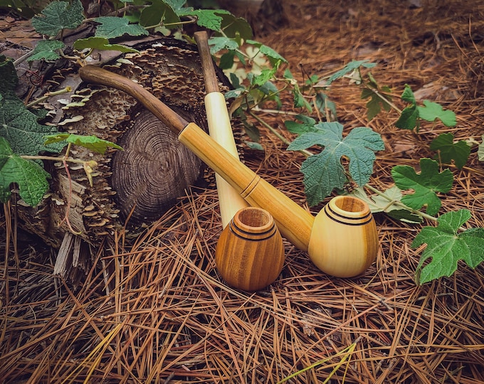Wizard Pipe / Extra Long Natural Wood Tobacco Pipe for Smoking / Fantasy Style Functional Costume / Wooden Smoke Gift / Sherlock