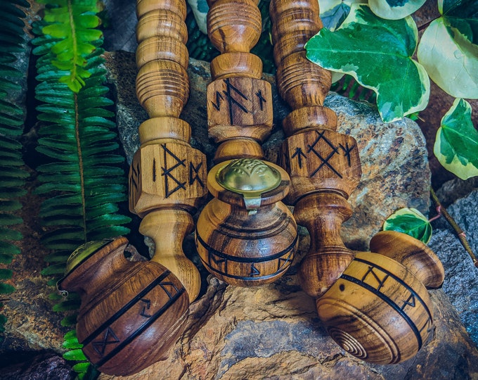 Elder Futhark Rune Viking Longstem Tobacco Pipe with Lid / Pipe for Smoking / Churchwarden / Wooden Pipe / Norse Runes