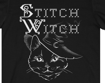 Stitch Witch Unisex T Shirt Tee / Witchy Style / Embroidery Cross Stitch Sewing