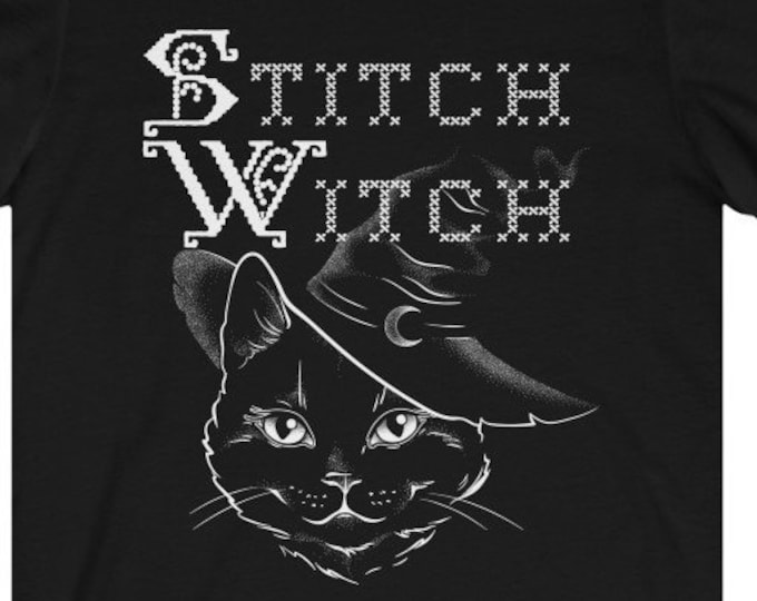 Stitch Witch Unisex T Shirt Tee / Witchy Style / Embroidery Cross Stitch Sewing
