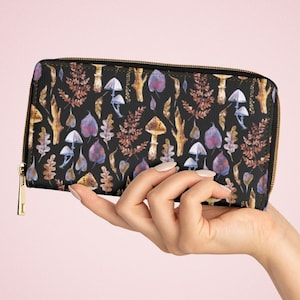 Witchy Mushrooms Forest Nature Zipper Wallet / Accessory Bag / Purse