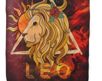 Leo Zodiac Sherpa Fleece Blanket / Constellation Astrology / Spirituality / Tarot