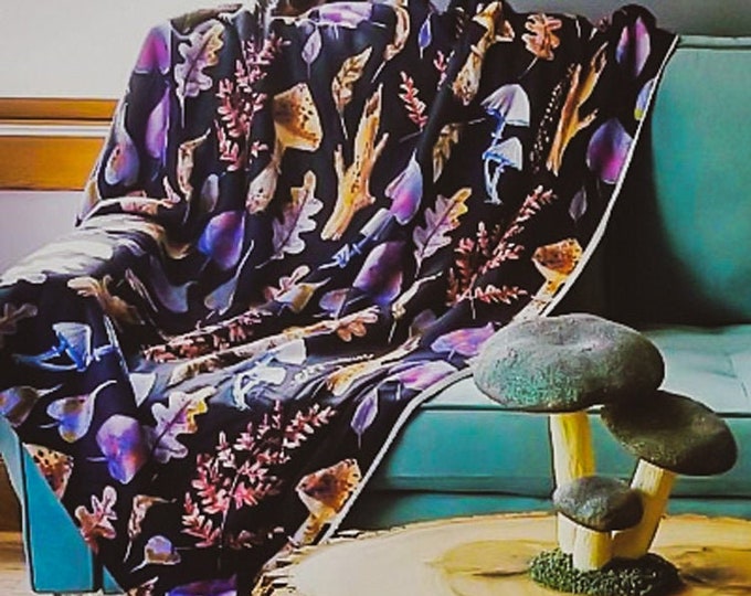 Witchy Mushroom & Nature Sherpa Fleece Blanket