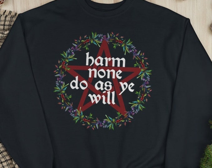 Wiccan Rede Harm None Unisex EcoSmart® Crewneck Sweatshirt