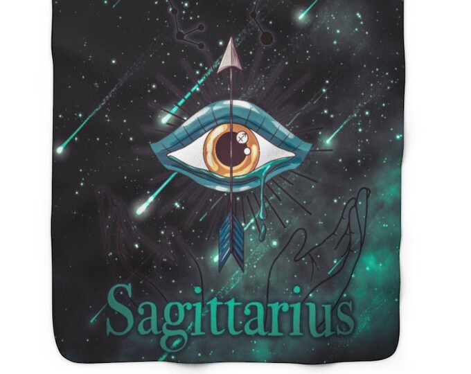 Sagittarius Sherpa Fleece Blanket / Zodiac Design / Constellation / Archer