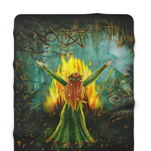 Couverture de sorcellerie / Beltane Pentacle Faux Sherpa Throw / Deux tailles