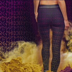 Shieldmaiden Viking Women&#39;s Casual Leggings / Valkyrie Runes / Futhark Yoga Pants