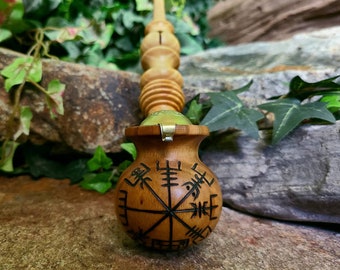 Vegvisir Runic Compass Wooden Pipe for Smoking / Viking Gift / Pagan Gift Box / Churchwarden Handmade Wood Pipe