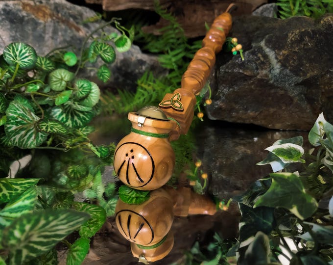 Celtic Awen Tobacco Handmade Pipe / Artisan Churchwarden Long Wooden / Druidic Fantasy Wizard / Unique Ceremonial Pipe for Smoking