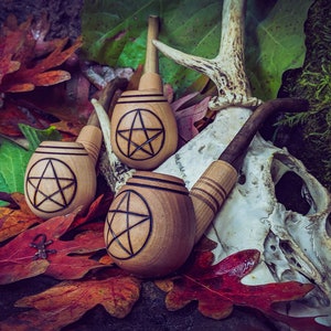 Pentacle Tobacco Pipe / Sherlock Pipe / Witchy Gifts / Wiccan Gifts / Wooden Pipe