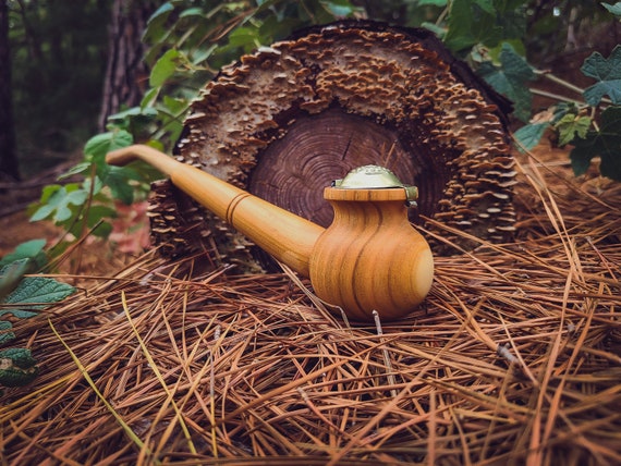 Wizard Pipe / Natural Wood Extra Long Tobacco Pipe for Smoking With a Lid /  Fantasy Style Functional Costume / Wooden Smoke Gift / Sherlock