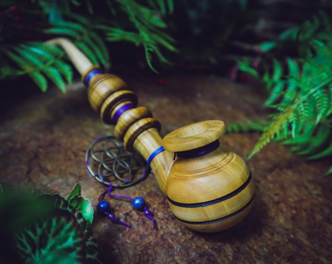 Seed of Life Sacred Geometry Tobacco Pipe / Hemp String Wrapped / Pipe for Smoking / Ceremonial