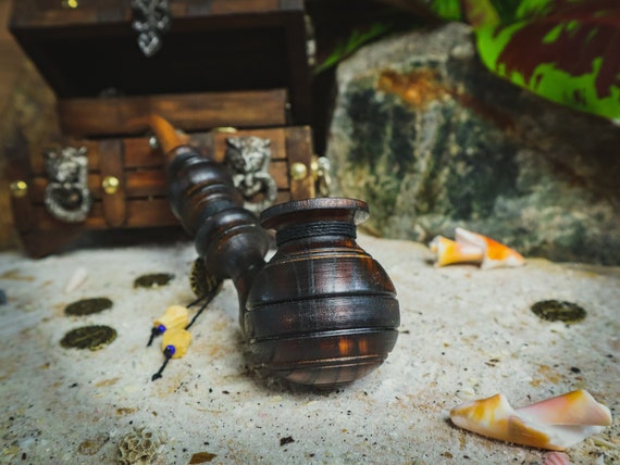 pirate pipe tobacco Seadog Pirate Tobacco Pipe / Handmade Wood Pipe for Smoking / Churchwarden  / Wooden