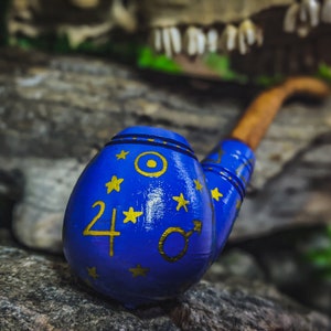 Alchemy Wizard Tobacco Pipe for Smoking / Wooden Sherlock / Hand Painted Alchemical Magick image 5