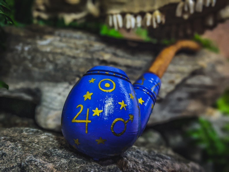 Alchemy Wizard Tobacco Pipe for Smoking / Wooden Sherlock / Hand Painted Alchemical Magick image 5