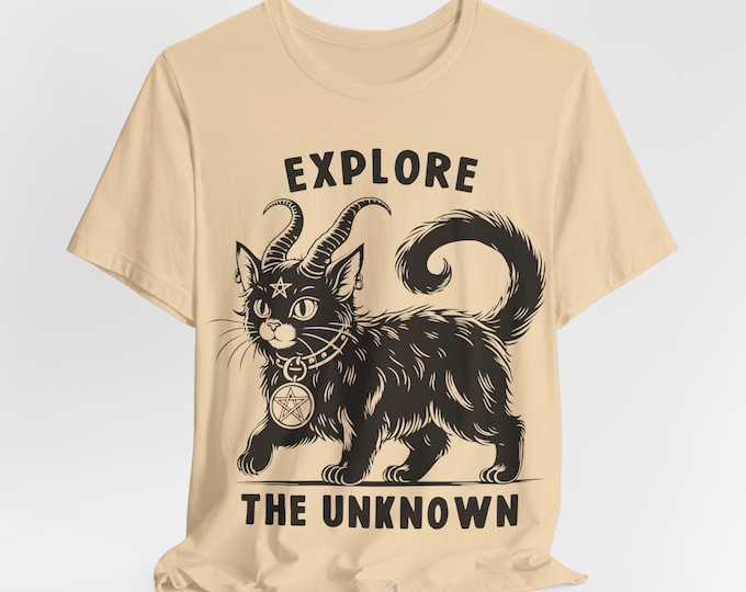 Witchy Pentacle Black Cat / Explore the Unknown / Unisex Short Sleeve Tee / humane, no-sweat-shop, sustainable / Multi-color options T shirt