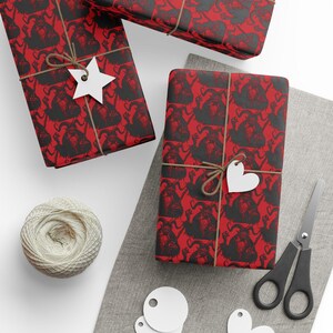 Krampus Xmas themed gift wrap - cool  / Creepy / eye catching, one of a kind wrapping paper, unique gift decor Folklore / Fantasy Christmas