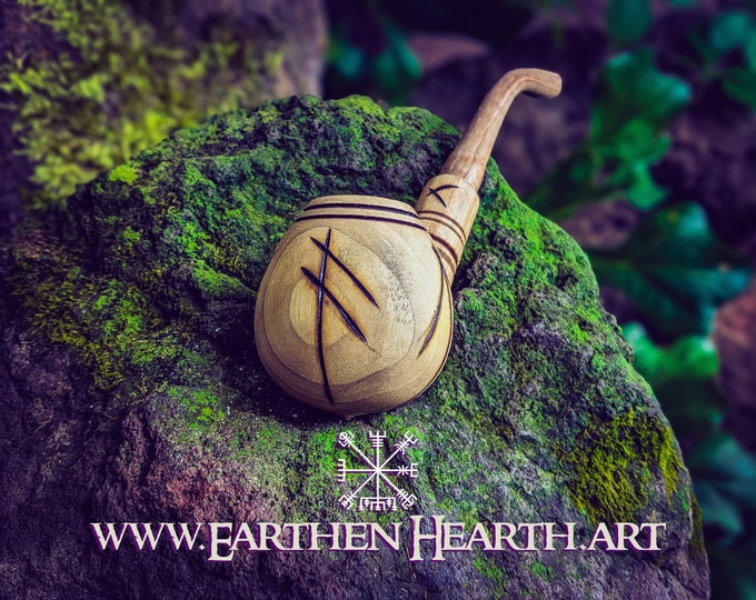 Odin the Wanderer Ansuz Rune Wood Pipe / Woden Viking Thor - Etsy