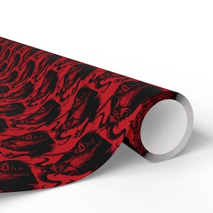 Krampus Xmas themed gift wrap - cool  / Creepy / eye catching, one of a kind wrapping paper, unique gift decor Folklore / Fantasy Christmas