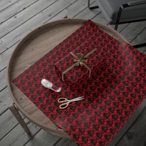 Krampus Xmas themed gift wrap - cool  / Creepy / eye catching, one of a kind wrapping paper, unique gift decor Folklore / Fantasy Christmas