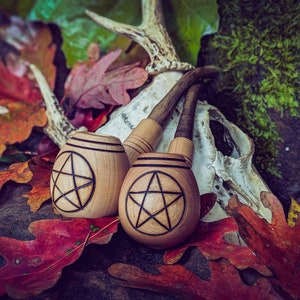 Pentacle Tobacco Pipe / Sherlock Pipe / Witchy Gifts / Wiccan Gifts / Wooden Pipe