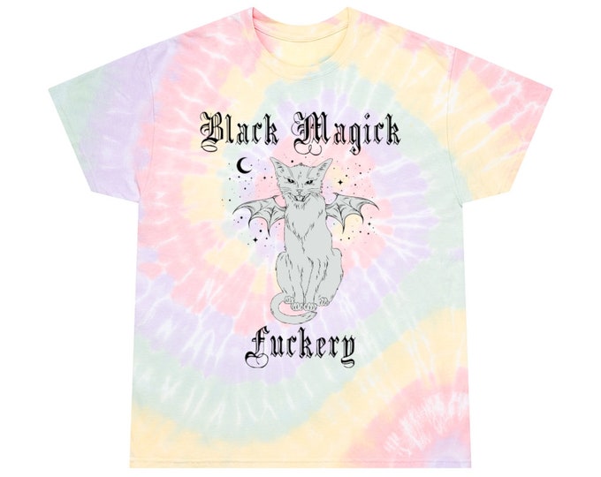 Black Magick Fuckery / Witchy Cat / Tie-Dye Tee Spiral Unisex Pastel Goth