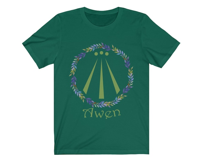 Unisex Short Sleeve Bella+Canvas Awen Print w/ Colors / Celtic Irish Druid / Creative Muse / Gift for Her Boho Graphic / Poetic Inspiration