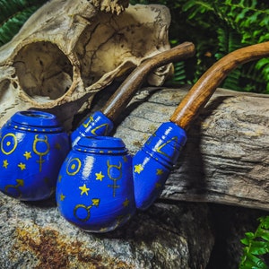 Alchemy Wizard Tobacco Pipe for Smoking / Wooden Sherlock / Hand Painted Alchemical Magick image 9
