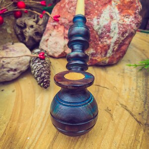 Handmade Wooden Tobacco Pipe for Smoking / Blue Tone Wood Churchwarden Pipe / Smoke Gift