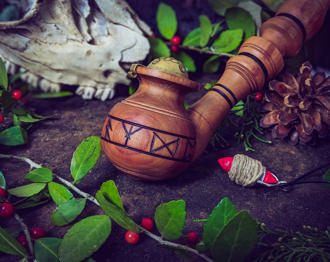 Viking Tobacco Pipe with Lid / Churchwarden Pipe / Viking Runes / Viking Gift Box