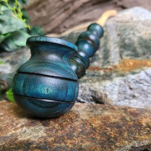 Handmade Wooden Tobacco Pipe for Smoking / Blue Tone Wood Churchwarden Pipe / Smoke Gift