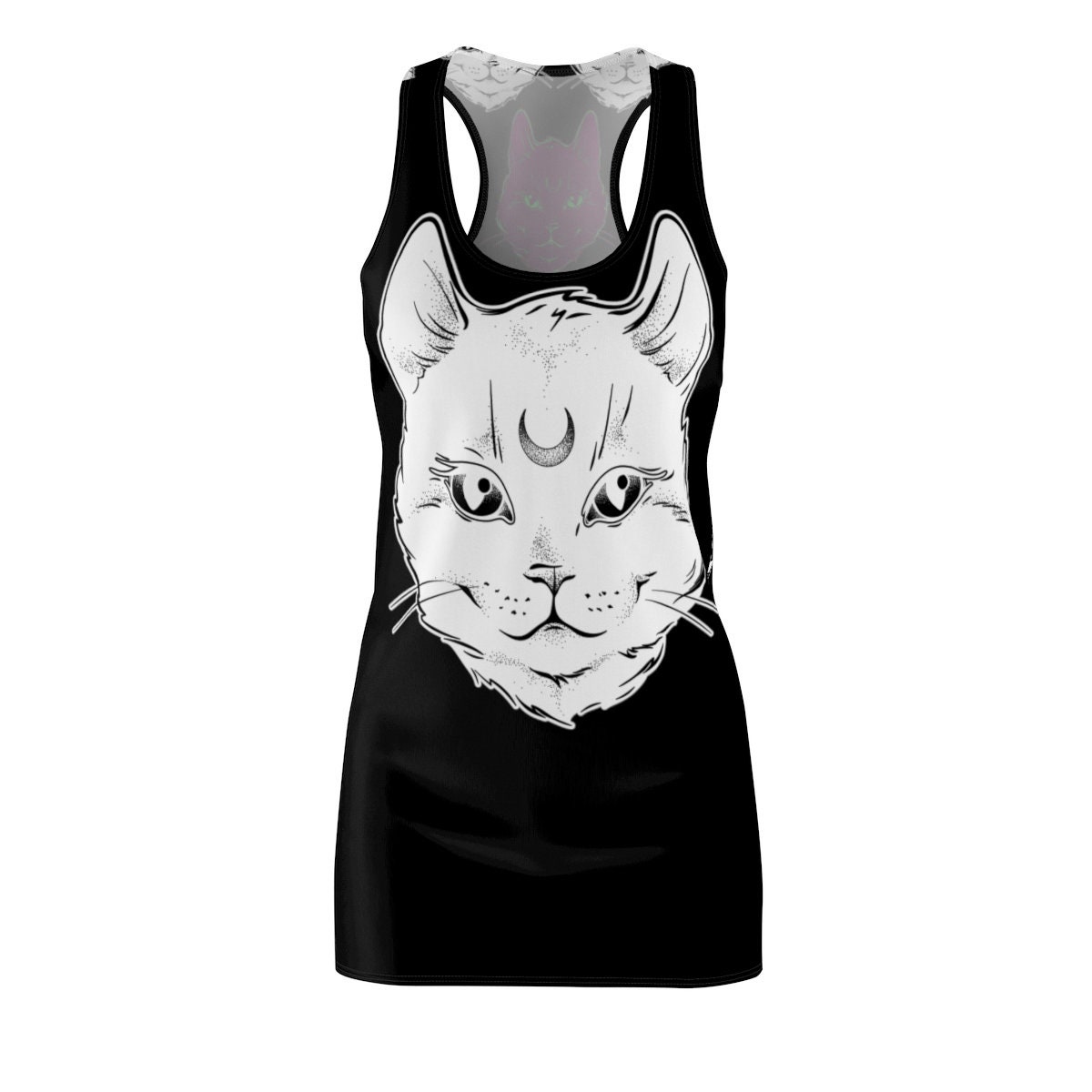 Witchy Cat and Moon / Women's Dress / Black Tank Top Short - Etsy