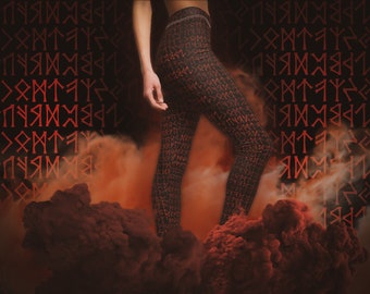 Valkyrie Viking Women's Casual Leggings / Shieldmaiden Freya Runes / Futhark Yoga Pants