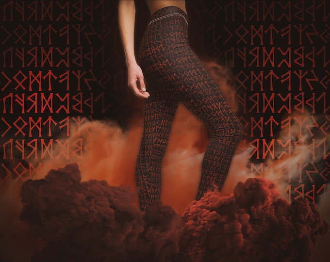 Valkyrie Viking Women's Casual Leggings / Shieldmaiden Freya Runes / Futhark Yoga Pants