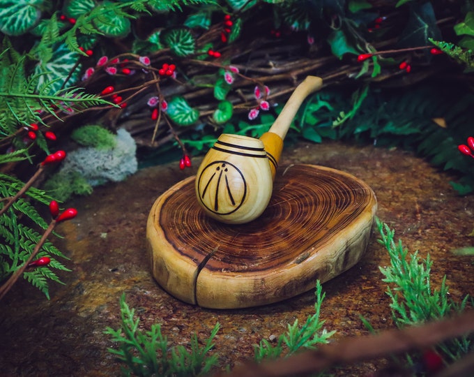 Awen Tobacco Pipe / Sherlock Pipe / Smoking Pipe / Wooden Pipe / Celtic / Druid / Pagan