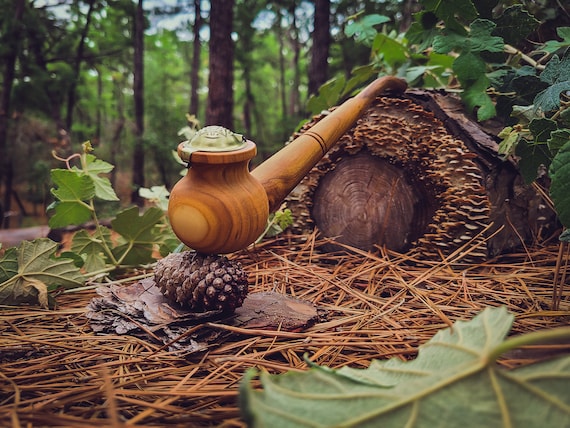 fantasy tobacco Wizard Pipe / Natural Wood Extra Long Tobacco Pipe for Smoking With a Lid /  Fantasy Style Functional Costume / Wooden Smoke Gift / Sherlock