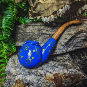 Alchemy Wizard Tobacco Pipe for Smoking / Wooden Sherlock / Hand Painted Alchemical Magick image 7