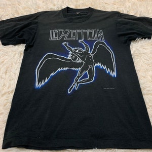 Vintage 80s Led Zeppelin 1984 Swan Song Album World Tour T Shirt image 2