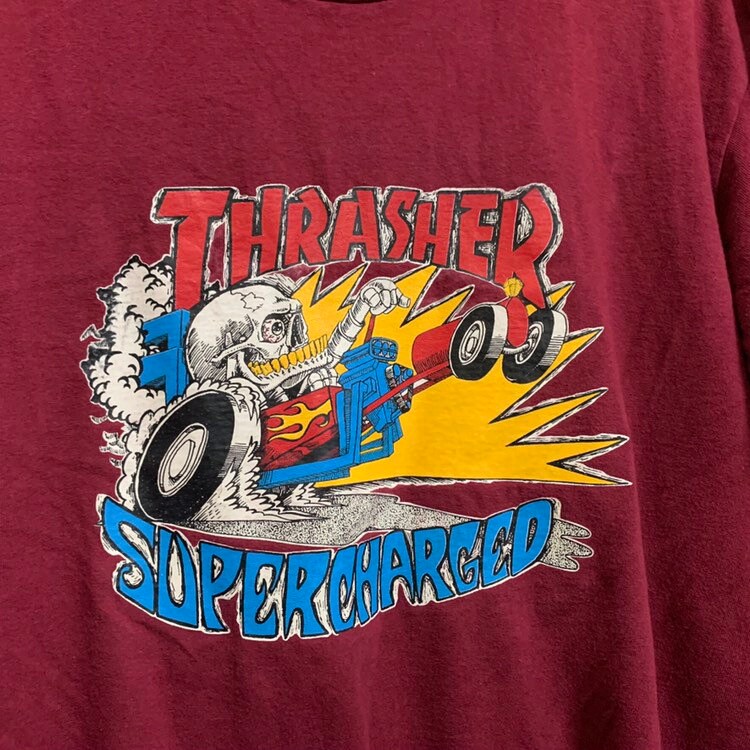 Vintage 80s 90s Thrasher Supercharged Skateboard Magazine T Shirt 