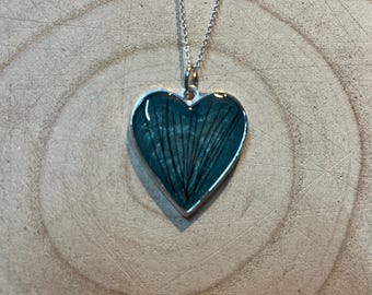 Memorial  Silver Alloy Heart Necklace Pendant Made with Any Hair, Fur or Ashes