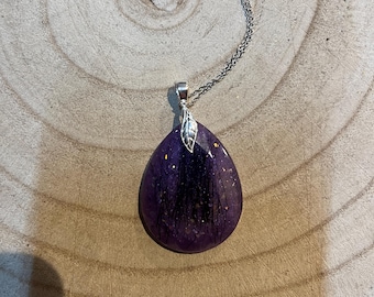 Memorial  Resin Necklace with Hair or Fur Comes in Oval or Teardrop Shape
