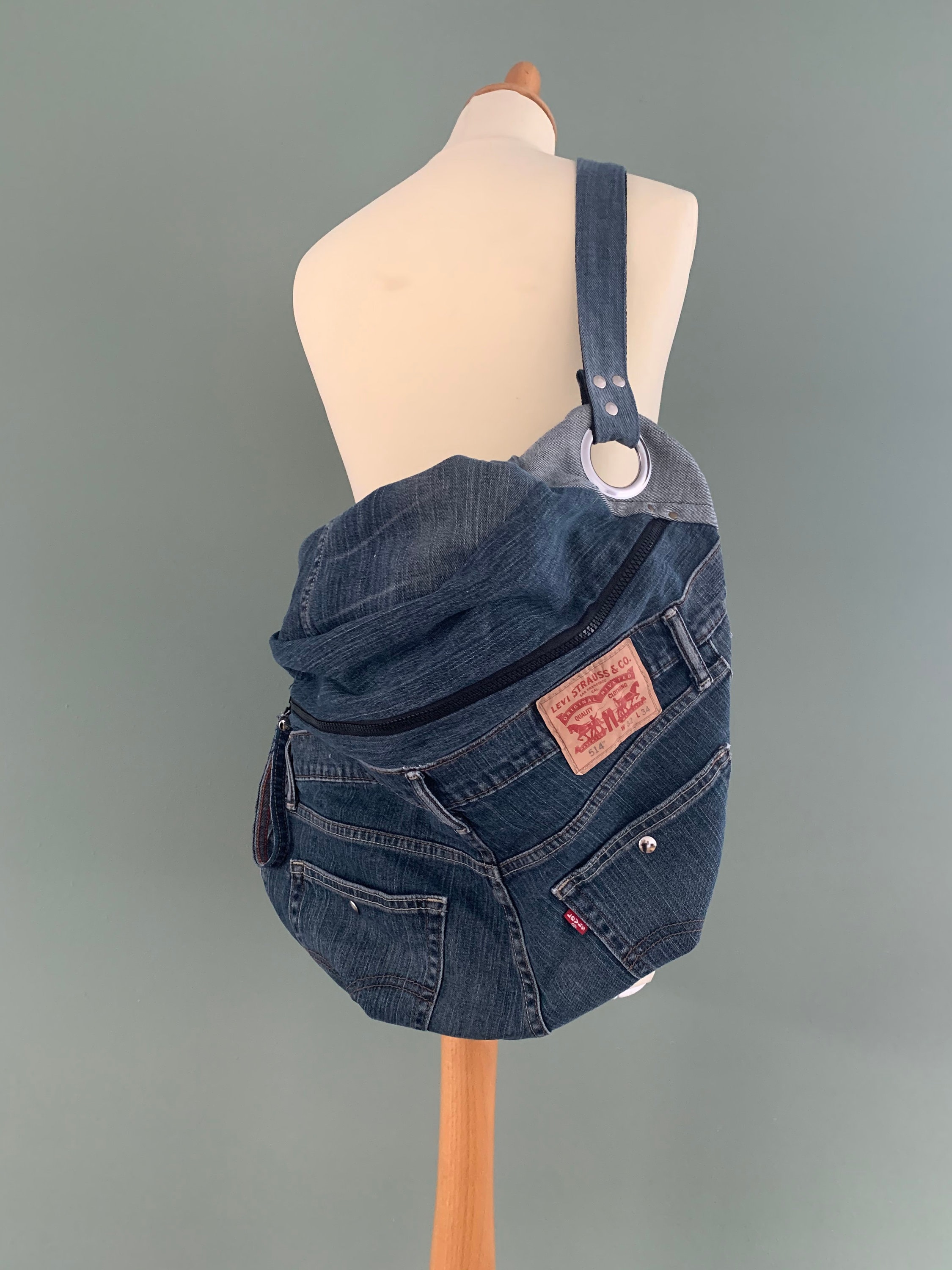 Fanny pack xxl denim oversize bumbag large hobotas recycled Levi's jeans