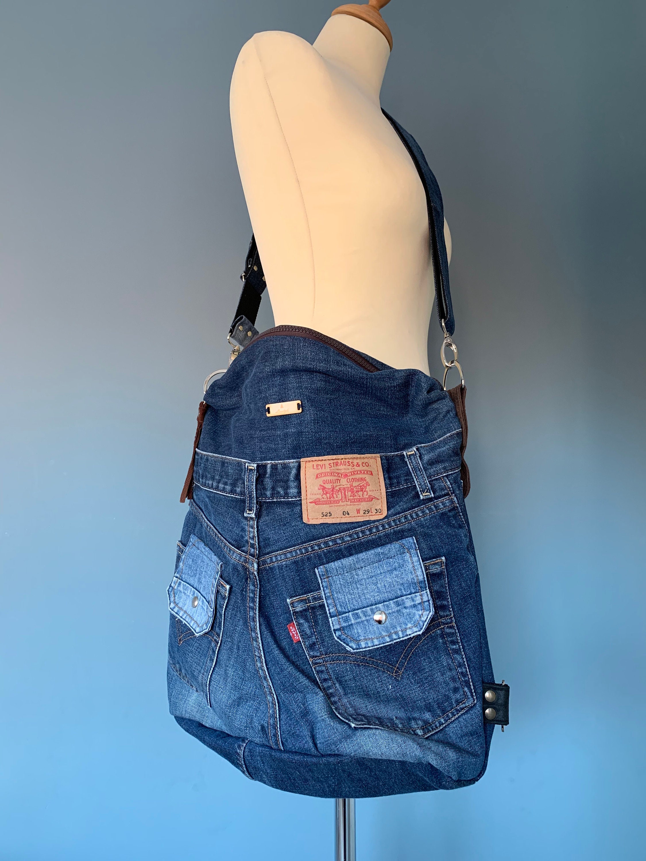 Shoulder bag Backpack Double use Obotas messenger bag made from a Levi's  Jeans