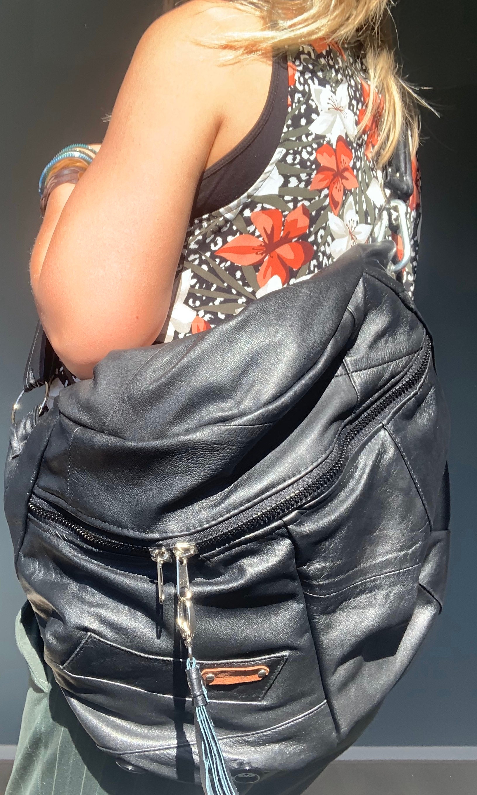 Fanny pack xxl oversize bumbag hobotas crossbodybag black leather