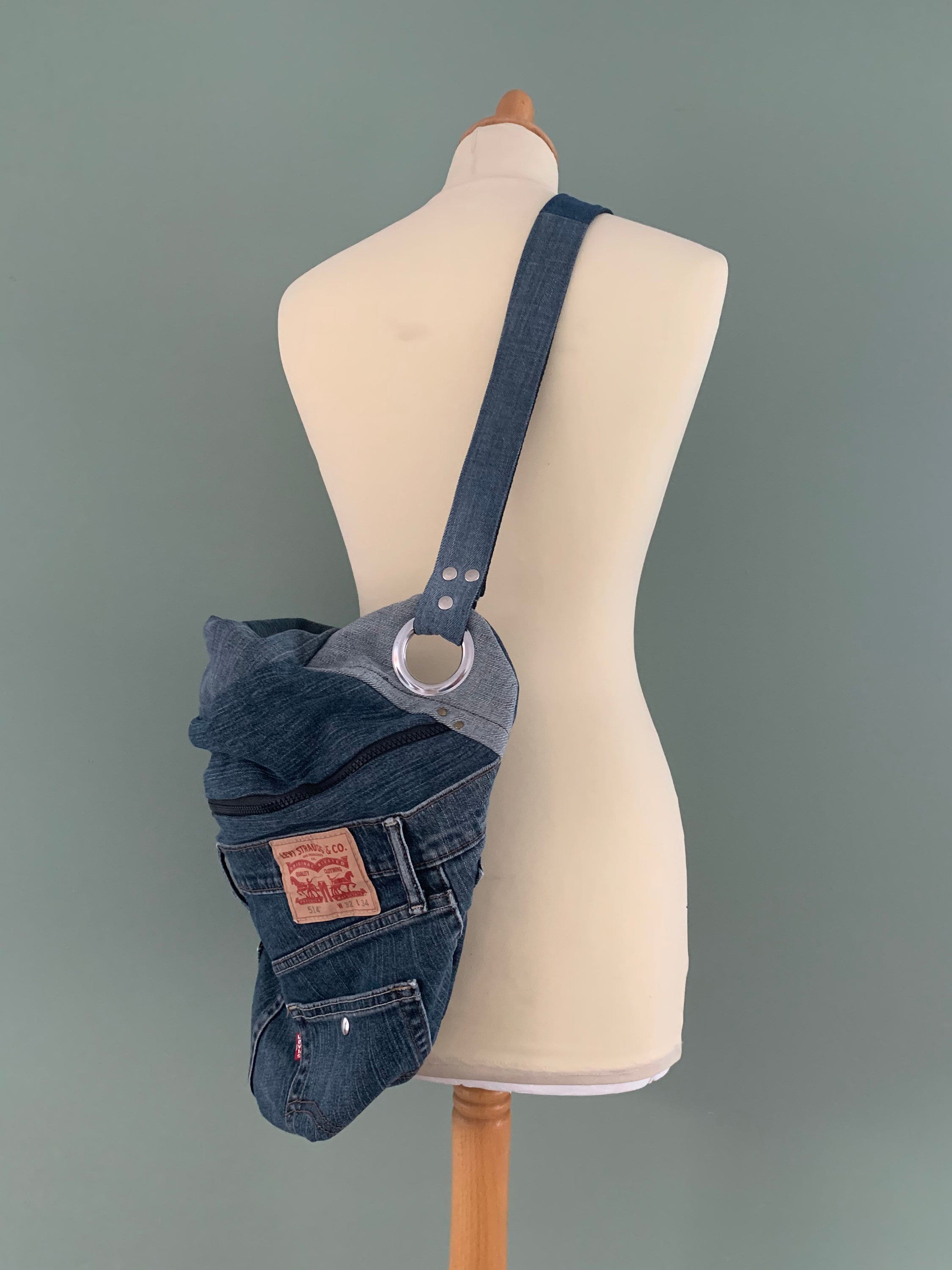 Fanny pack xxl denim oversize bumbag large hobotas recycled Levi's jeans