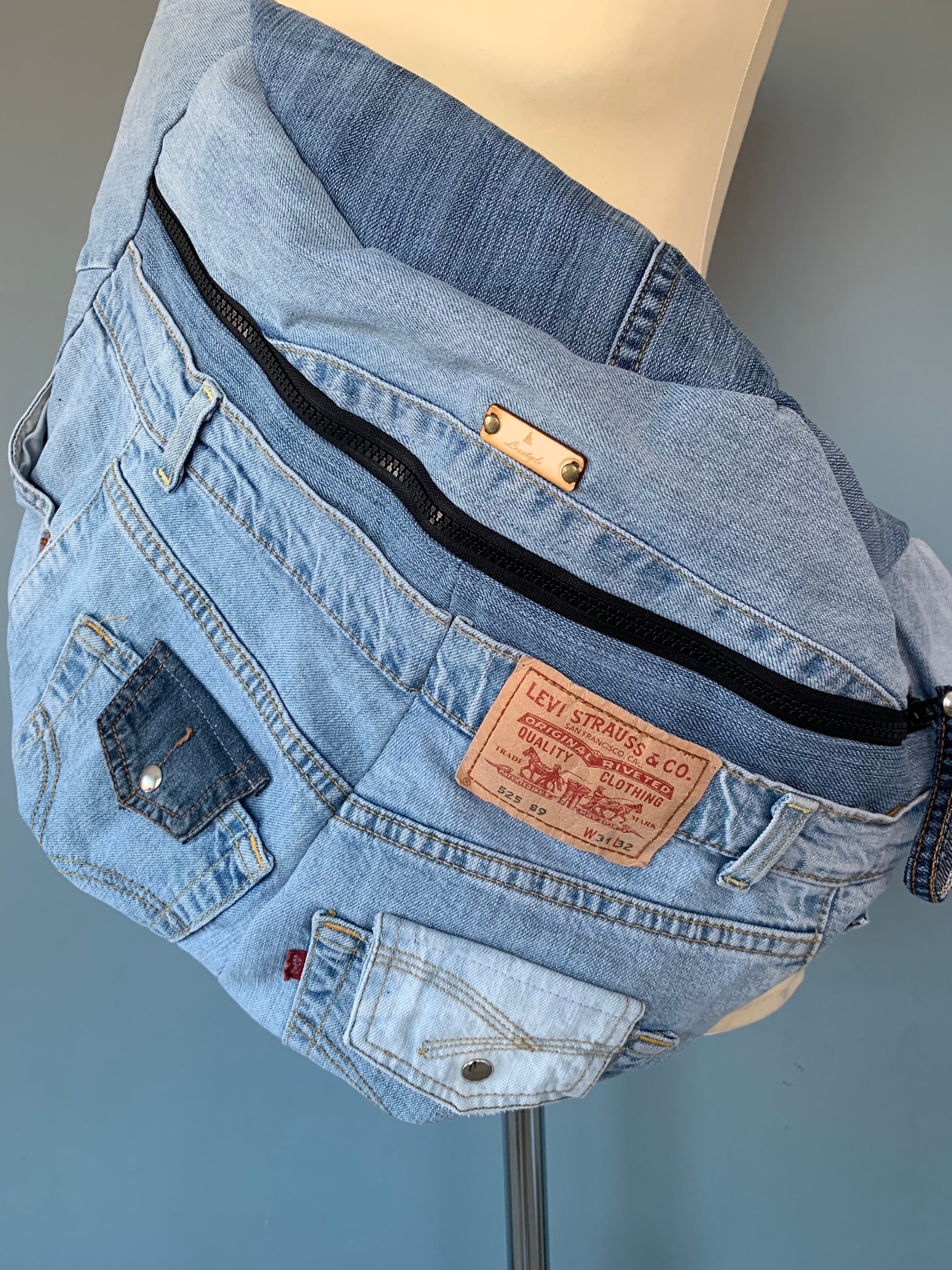 Fanny Pack xxl bumbag hobotas crossbody bag recycled Levi's Jeans