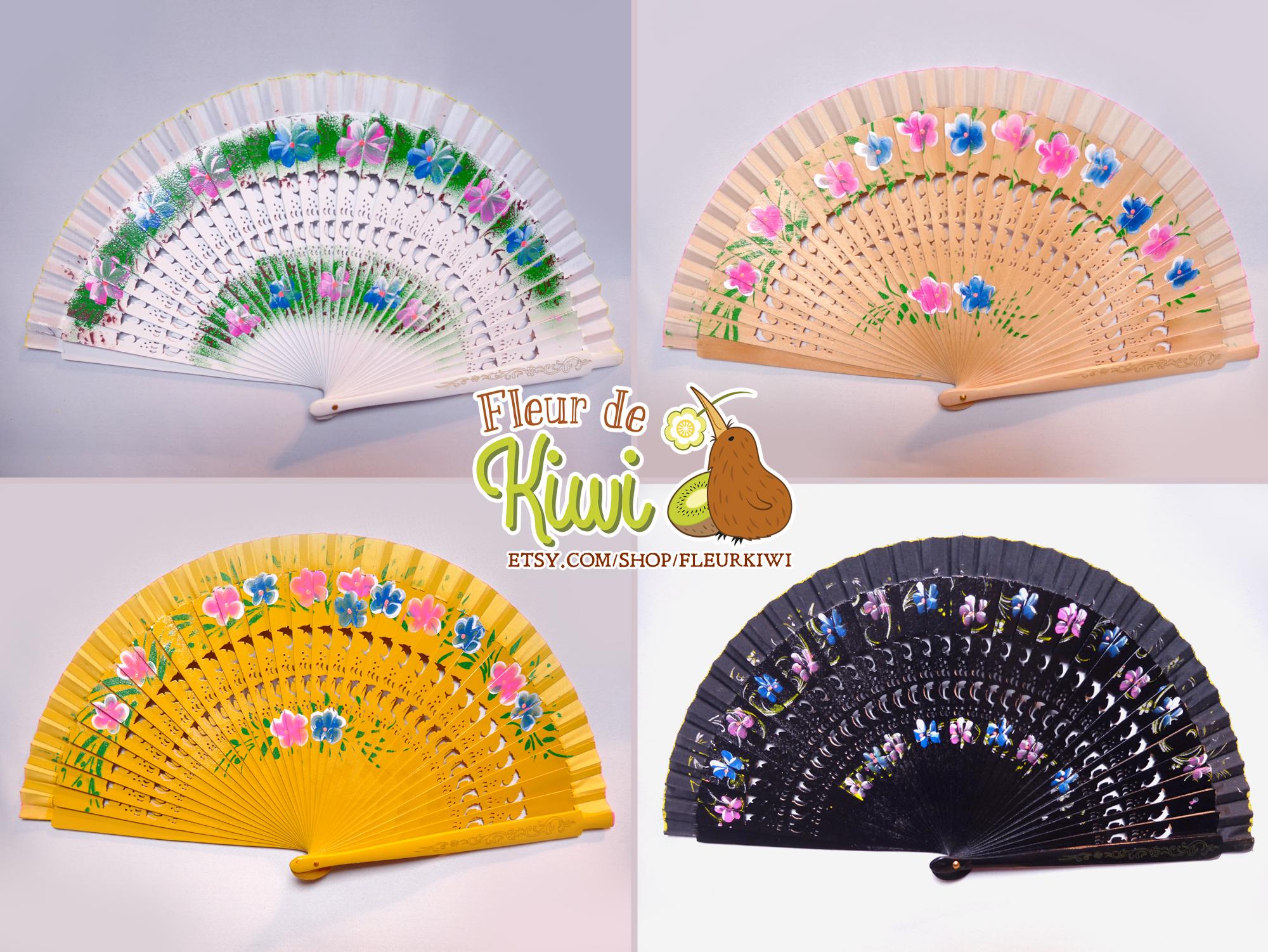 木製扇子、手描き、ギフトアイデア、エレガント、花柄、軽量扇子、夏