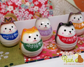 Shiba inu, Daruma culbuto, Artisanat porcelaine japonais, chien figurine ornement, décoration maison, accessoire, cadeau, décoration salon