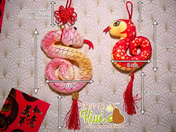 Serpent porte bonheur, ornement, bracelet, porte-clé, enveloppe hong bao, année lunaire, nouvel an chinois, année du serpent 2025, rouge or