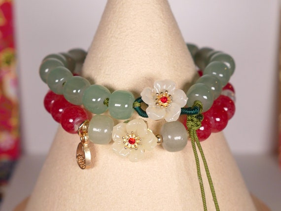 2023 Lucky Sakura Cherry Blossom Jade Bracelet Red Green Color -  Canada